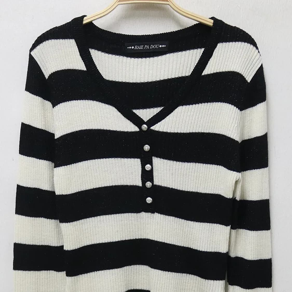 RAIE PA DOU 스트라이프 반 오픈 니트 62287 상품이미지3