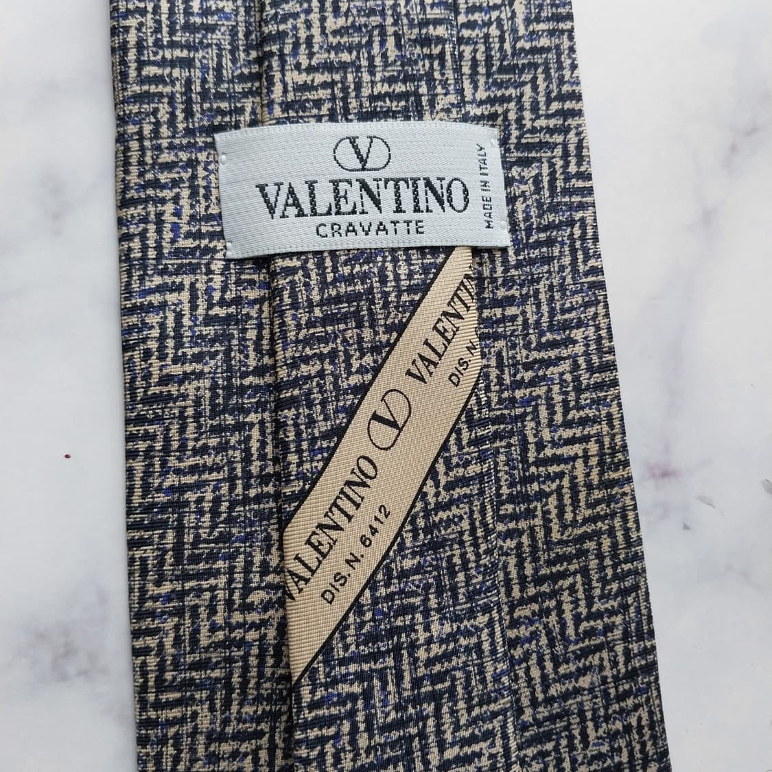 발렌티노 실크 베이지 자카드 패턴 넥타이 9.9cm A+등급 K2194 상품이미지9