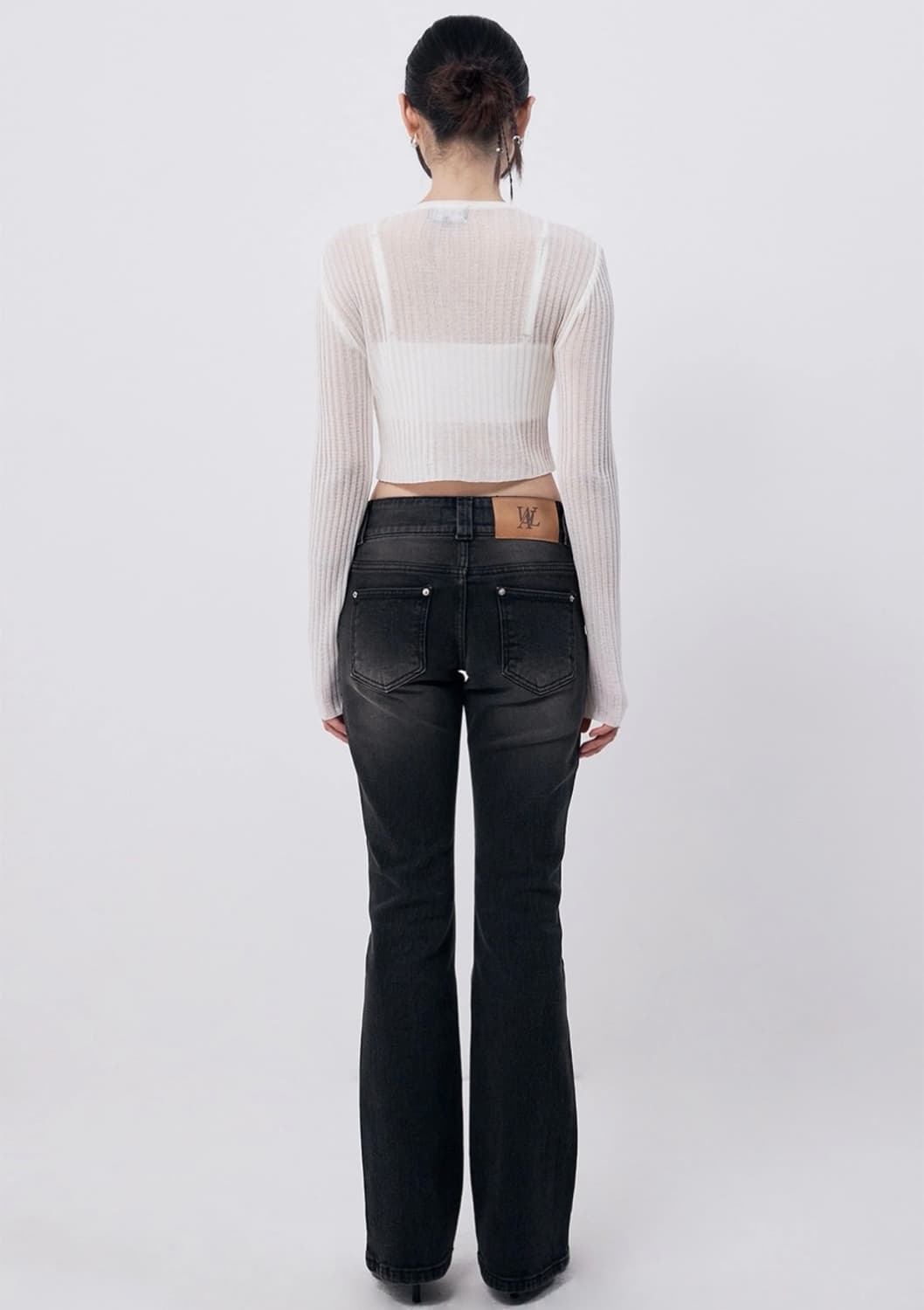 우알롱 크롭 가디건 See-through crop knit cardiga 상품이미지3
