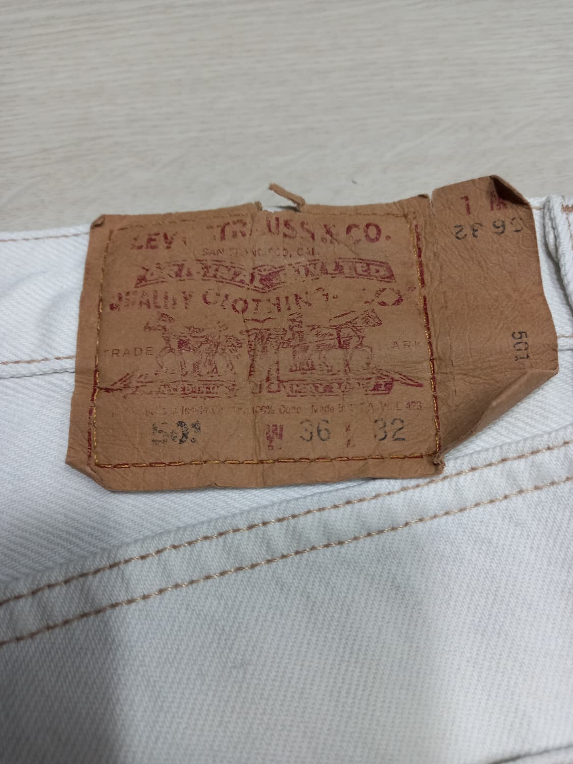 35-36 90's 리바이스501 일자진 화이트 35-252 상품이미지4