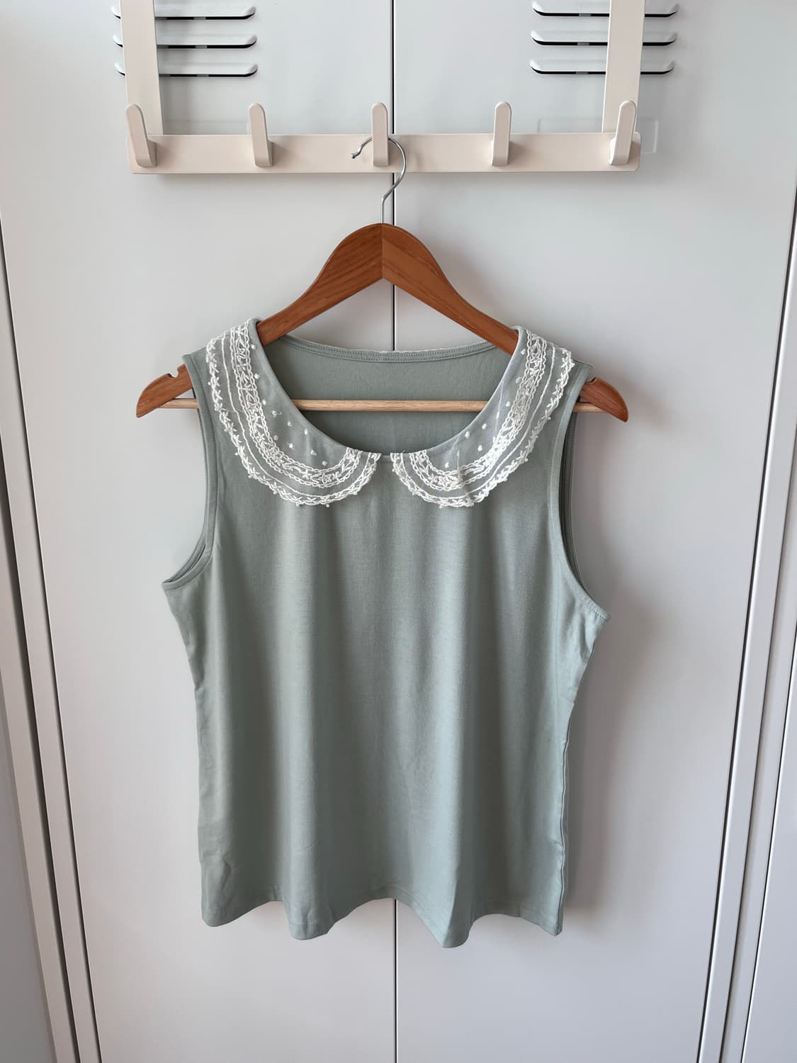 Vintage 민트 레이스 둥근카라 슬리브리스 상품이미지5