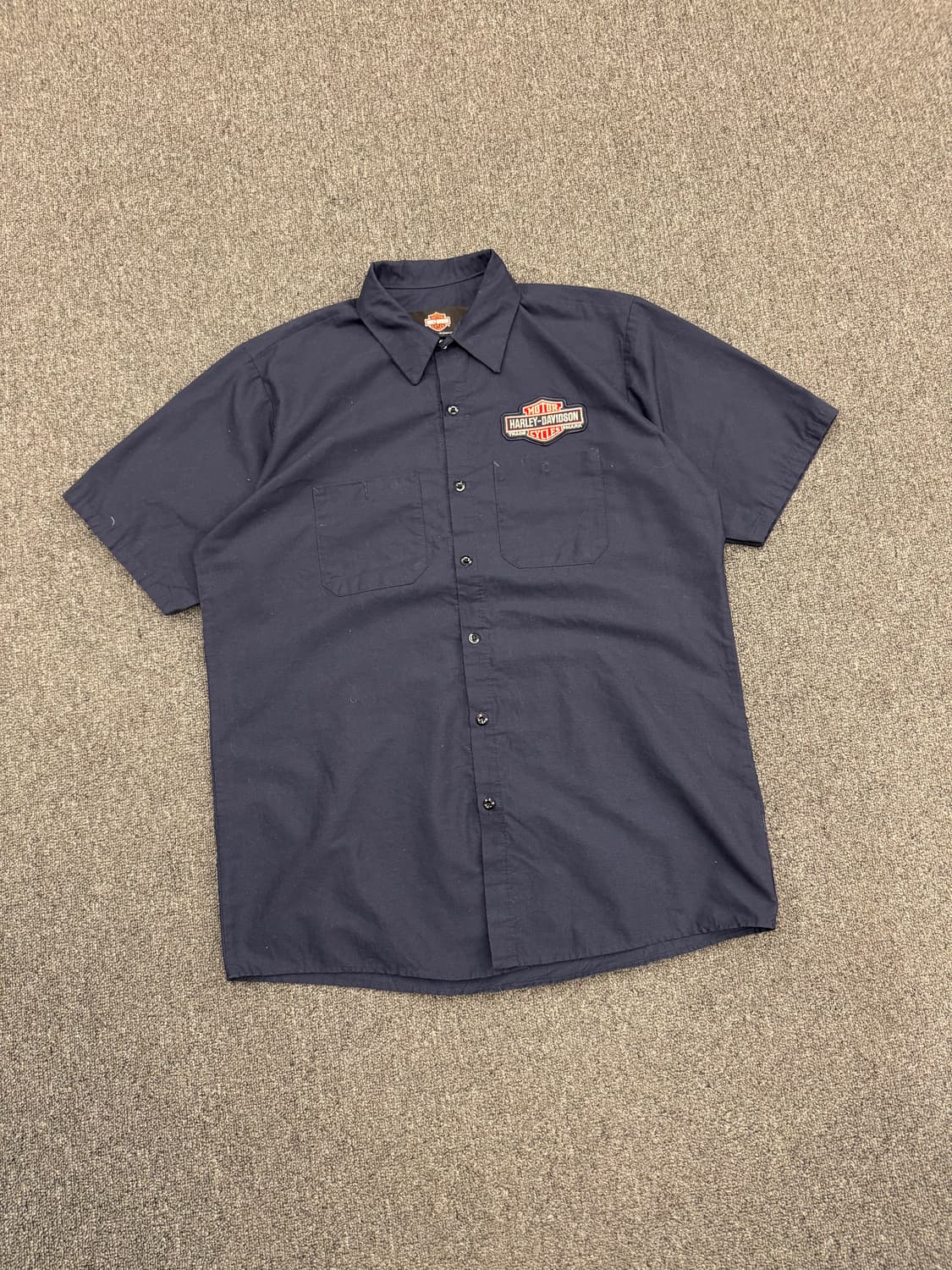 L)할리데이비슨 빈티지 패치 프린팅 네이비 반팔셔츠 상품이미지2