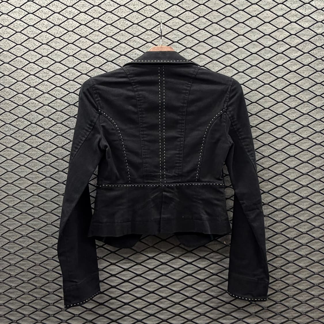 아르마니 익스체인지 헤비코튼 데님 블레이저 자켓 유니크 라펠 스티치 라인 상품이미지3