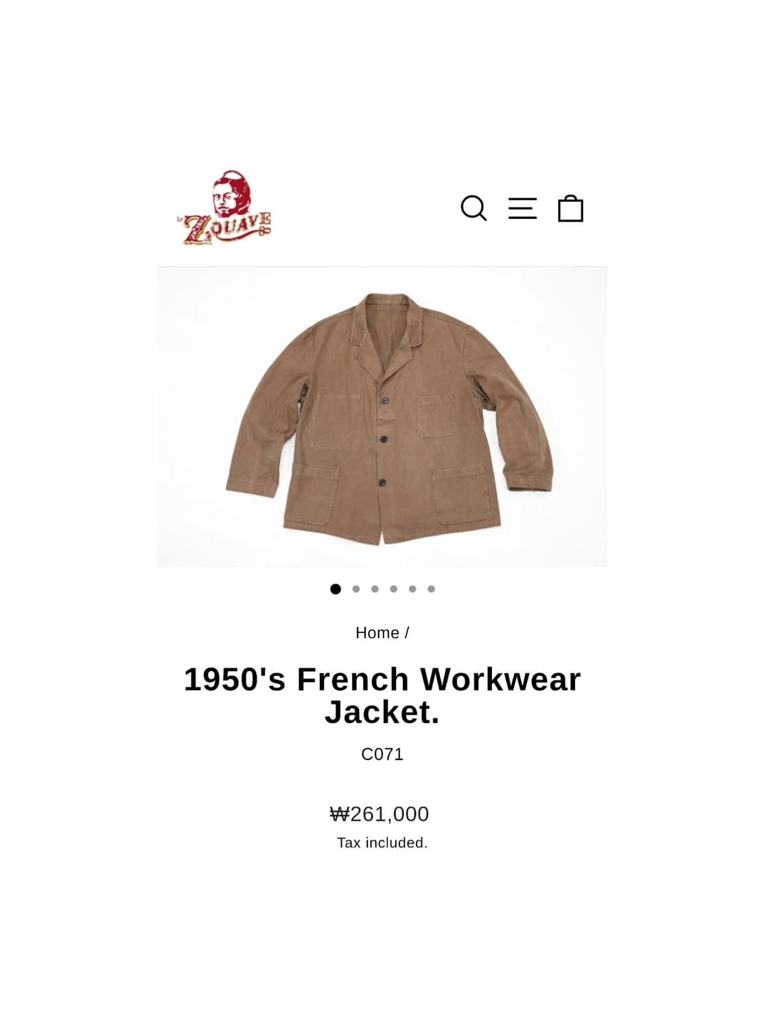 1950's Brown French Work Jacket 상품이미지9