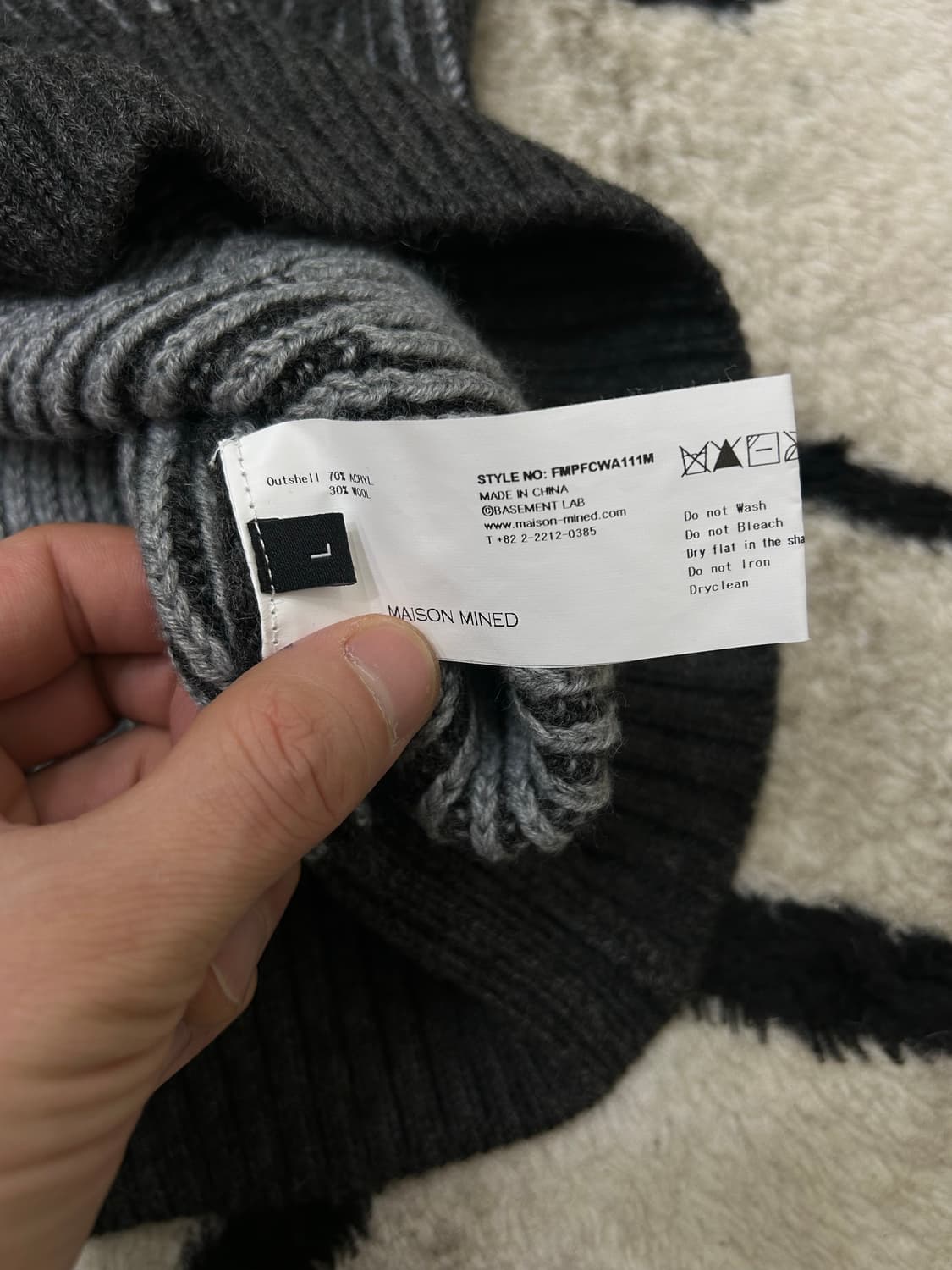 [L]메종미네드 오버핏 케이블 니트/챠콜 상품이미지6