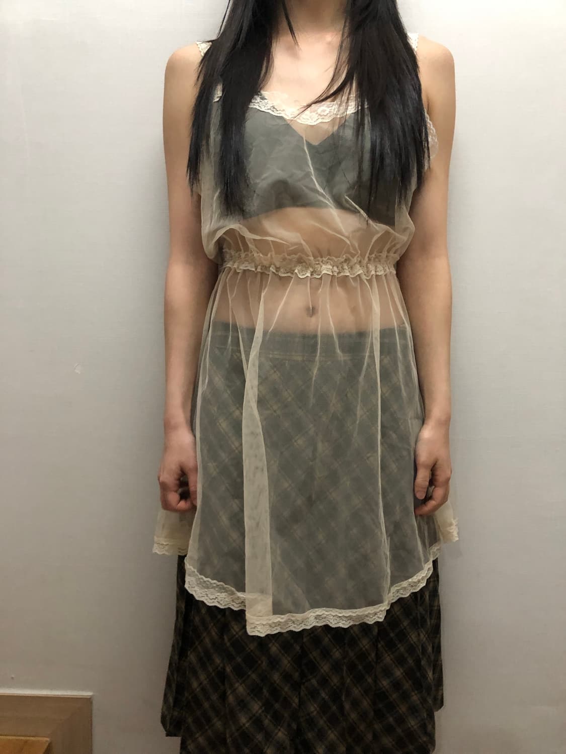 빈티지 아이보리 레이스 슬립 원피스 상품이미지1