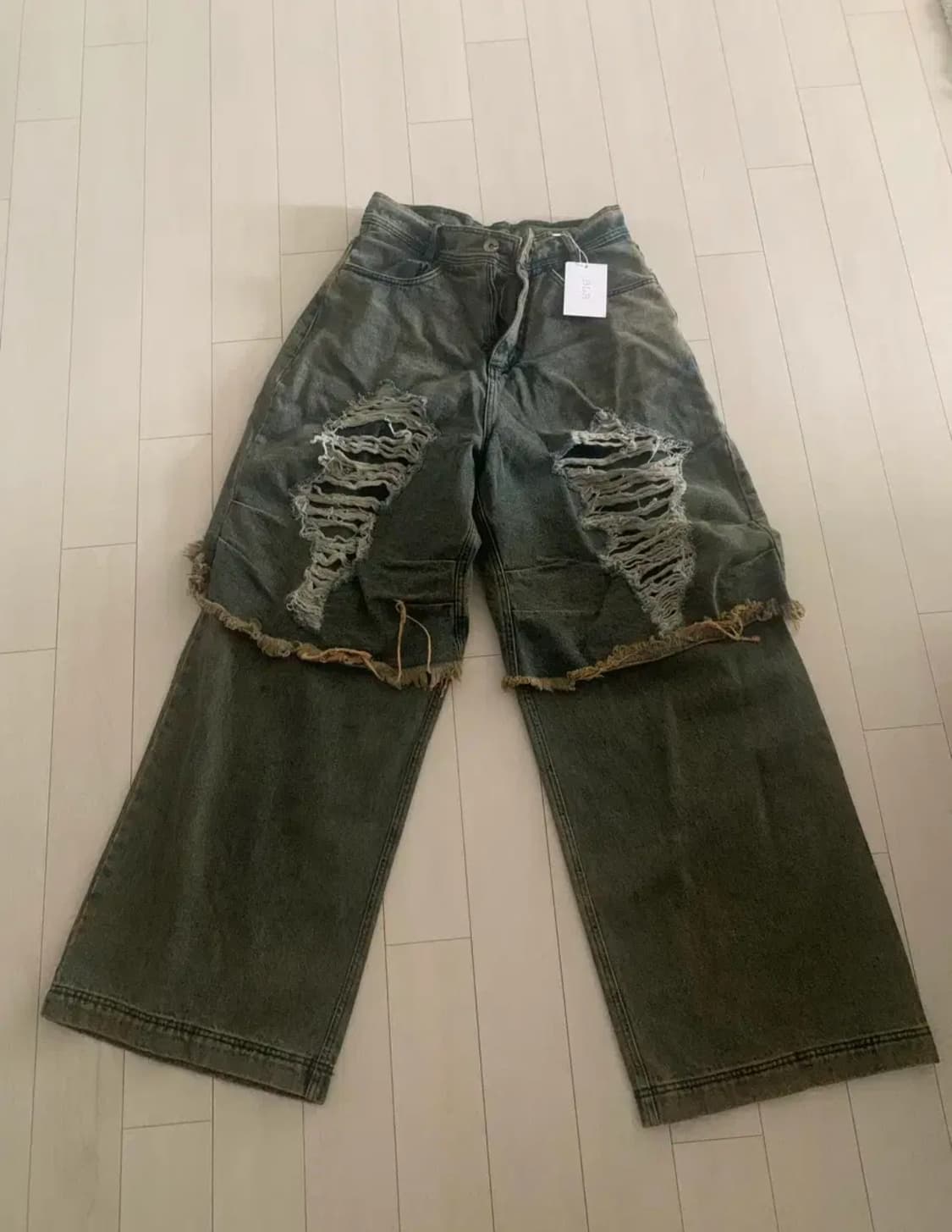 Blr 비엘알 디스트로이드 빈티지 더블 데님 팬츠 네이비 M 상품이미지1