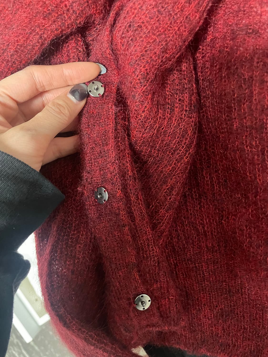 (거의 새상품) 아모멘토 라운드 넥 가디건 레드 1사이즈 상품이미지5