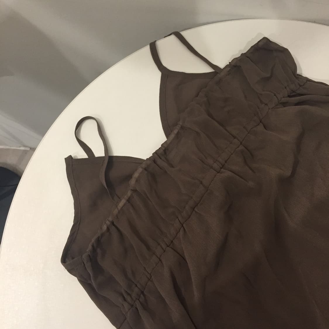 JPN Vintage 히메갸루 모리걸 브라운 쉬폰 슬리브리스 상품이미지3