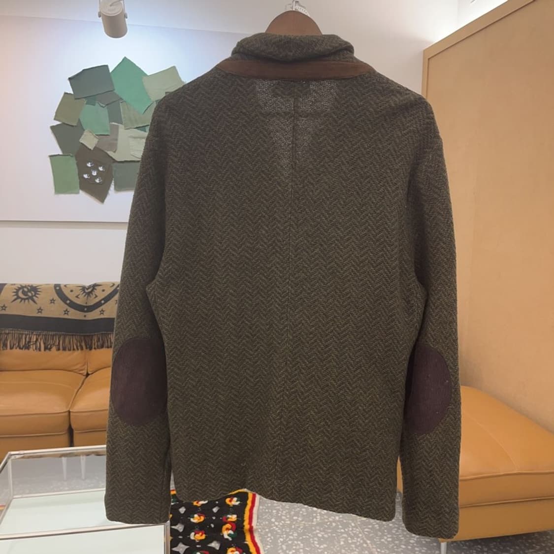 폴로 랄프로렌 헤링본 숄카라 올리브 그린 울 가디건 M C06499 상품이미지4