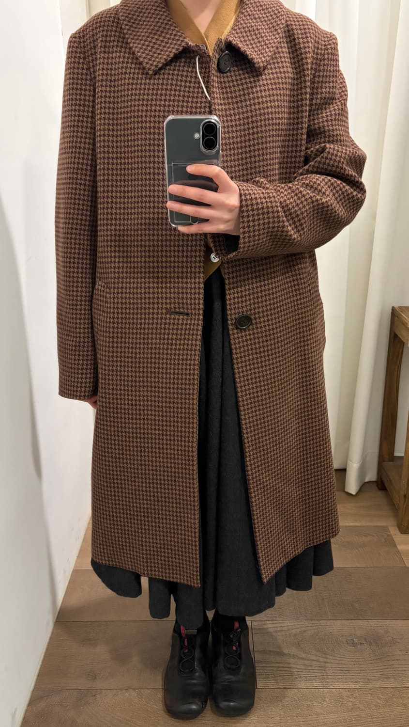 Houndstooth Pattern Wide Coat 상품이미지2