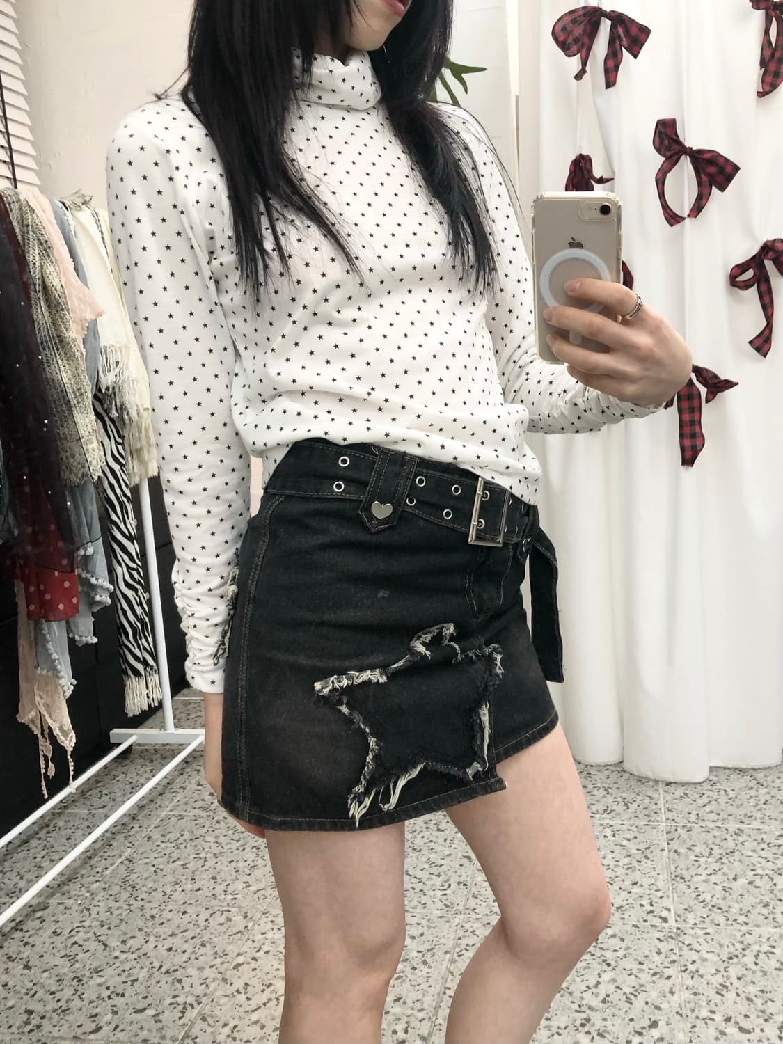 Black star dot polo top 상품이미지3