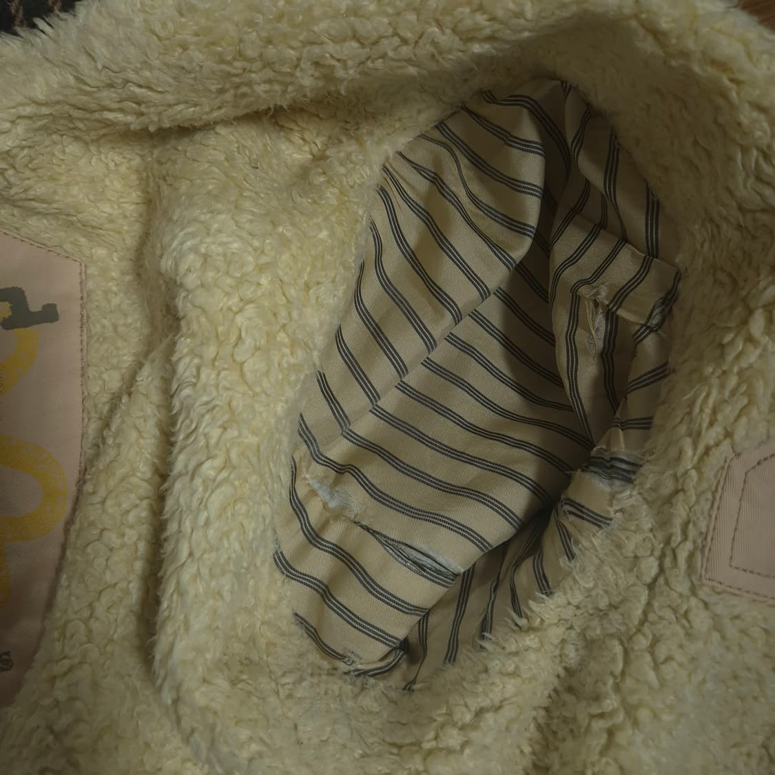 디젤 체크 브라운 쉐르파 코트 상품이미지6