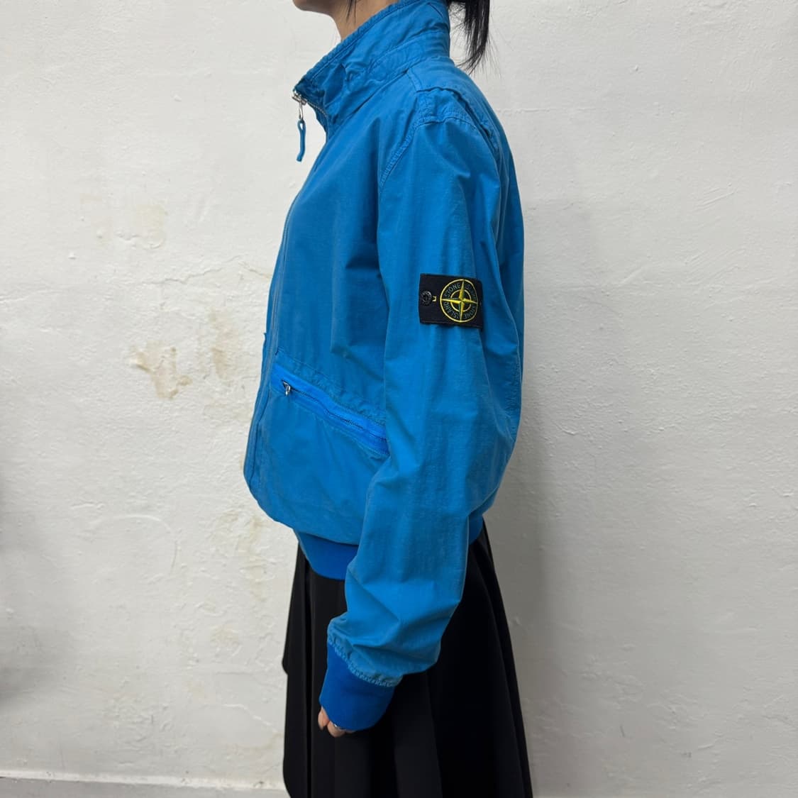 스톤아일랜드 민트컬러 나일론 트윌 코튼 혼방 하이넥 집업 윈드브레이커 상품이미지2