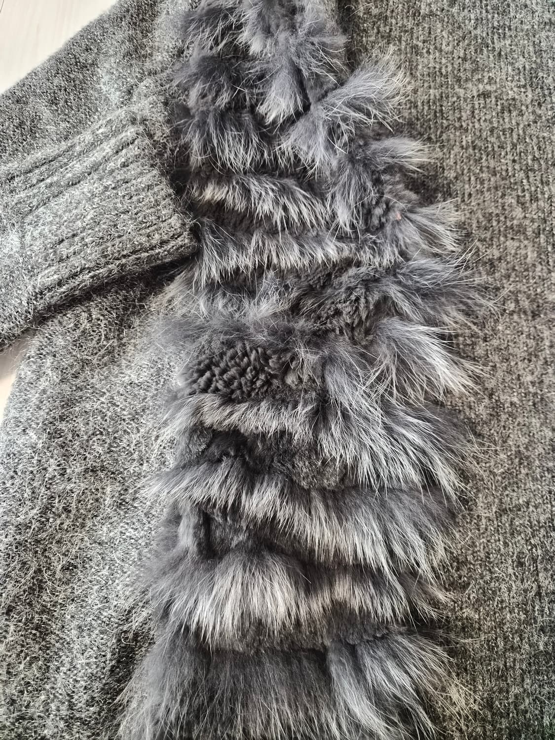 ADD by NICE CLAUP 리얼 폭스&래빗 퍼 후드 롱 가디건 상품이미지8