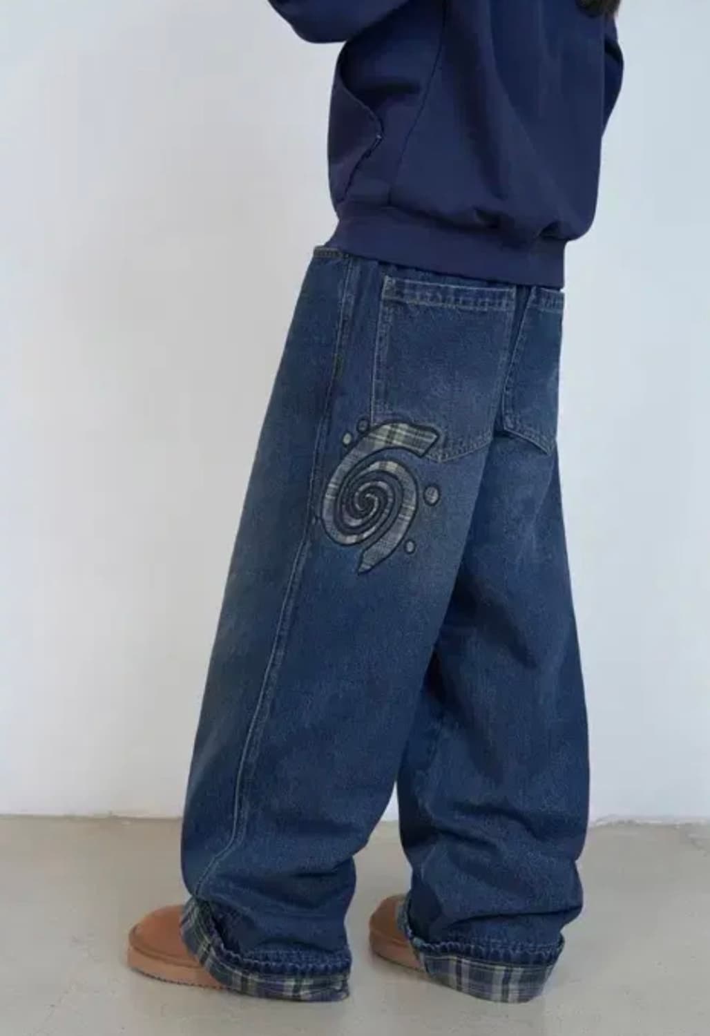 어반스터프 언커버 체크 데님 팬츠 다크블루 L 상품이미지1