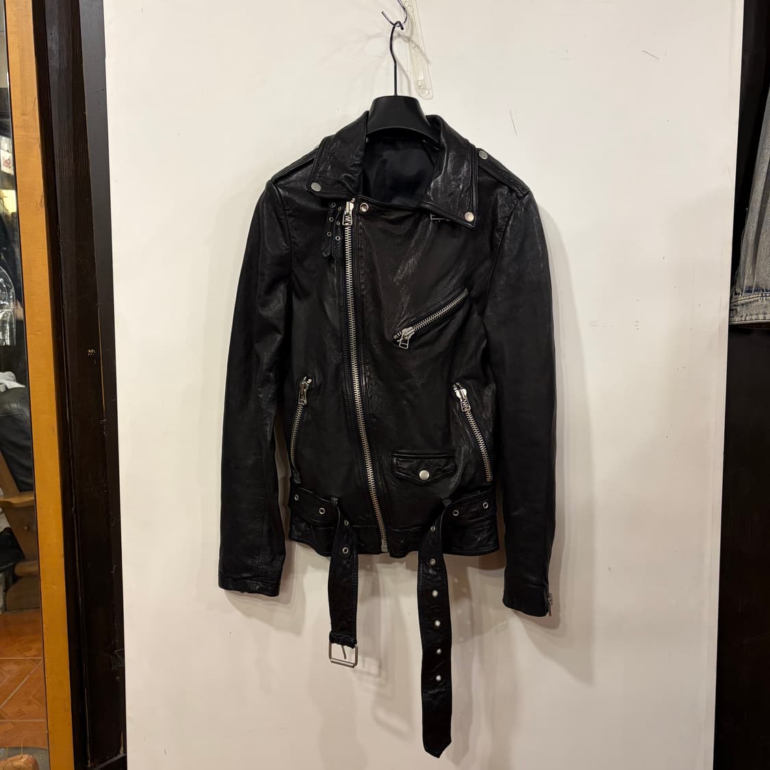 램스킨 사선 양가죽레더 자켓 상품이미지2