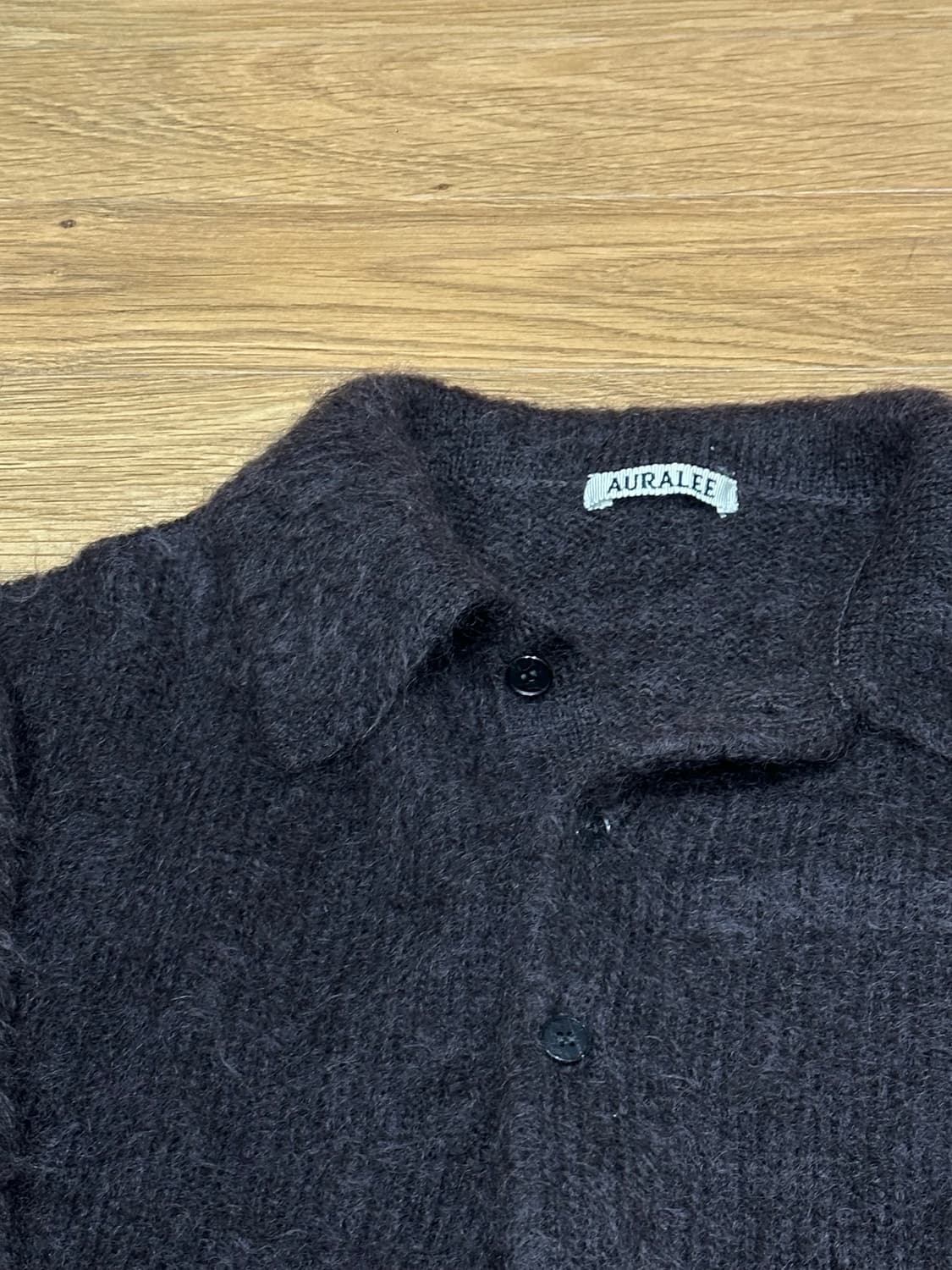 [4] 오라리 브러쉬드 슈퍼키드 모헤어 폴로 스웨터 브라운 상품이미지3