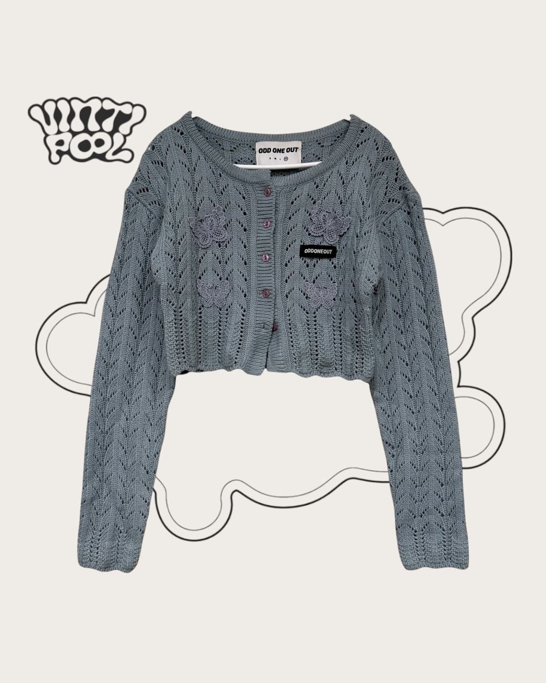 ODDONEOUT 오드원아웃 버터플라이 패치 크롭 가디건 OS 상품이미지3