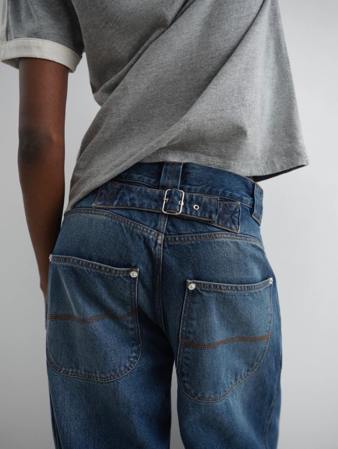 기마구아스 백 버클 데님팬츠 새상품 상품이미지5