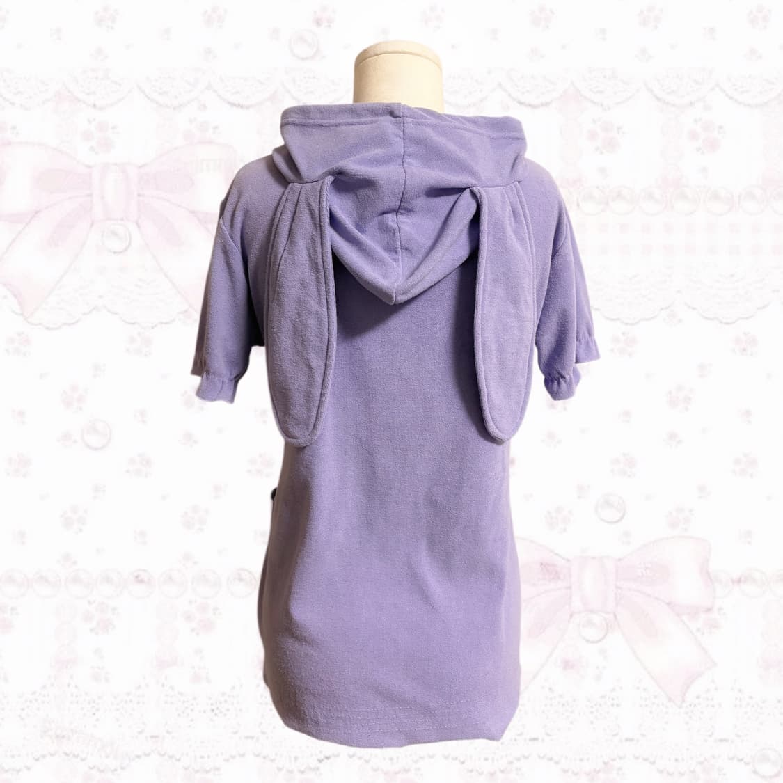 히메갸루 핀터깔 우사미미 연보라 토끼 귀 레이스 포인트 후드집업  상품이미지4