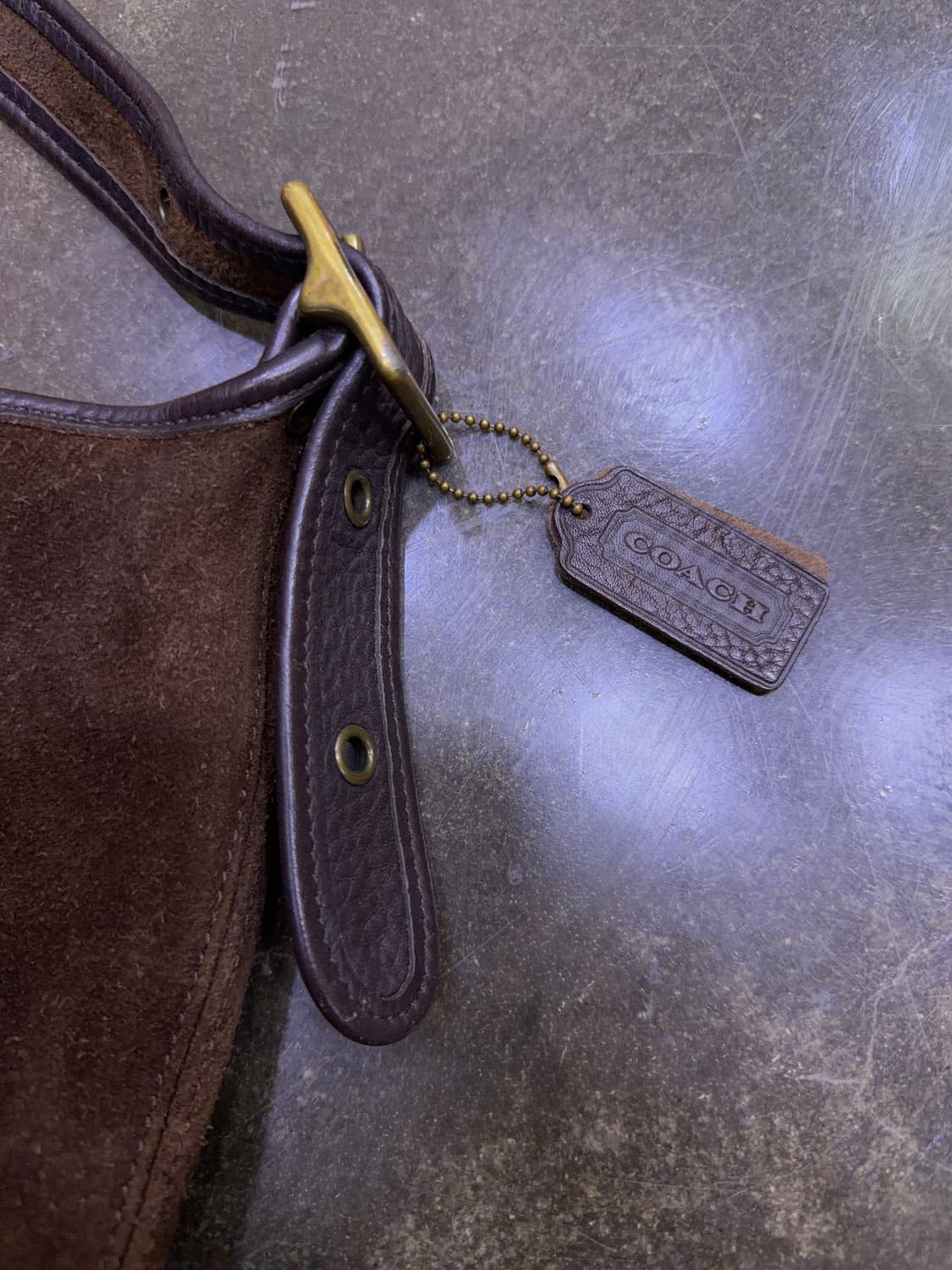 코치 올드 빈티지 소가죽 스웨이드 버클리 더플백 토트 상품이미지6