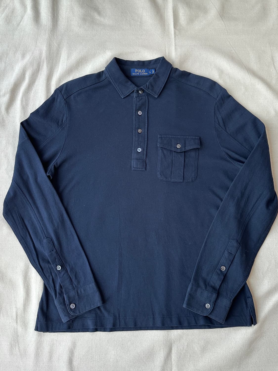 폴로 랄프로렌 네이비 피케 긴팔 카라티 L 상품이미지1