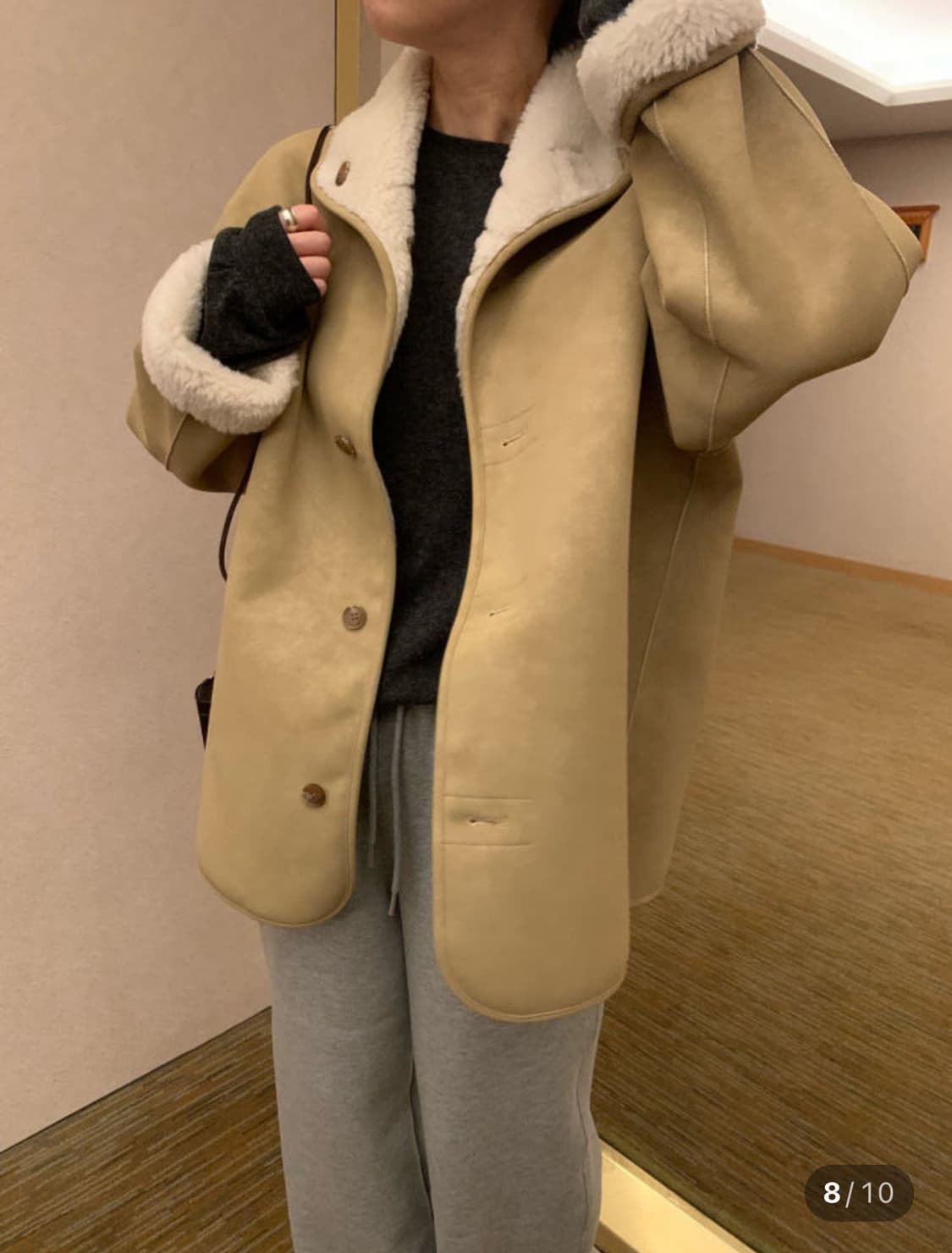 플라넬 시어링 무스탕 리버시블 양면 뽀글이 퍼 가죽자켓 밍크 리본빛 상품이미지1