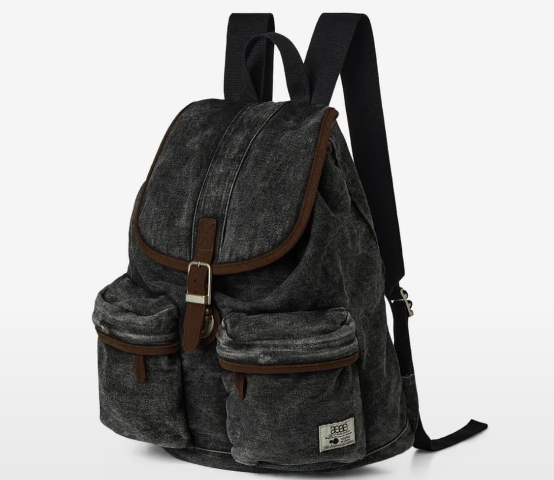 aeae OUT POCKET DENIM BACKPACK [BLACK] 상품이미지1