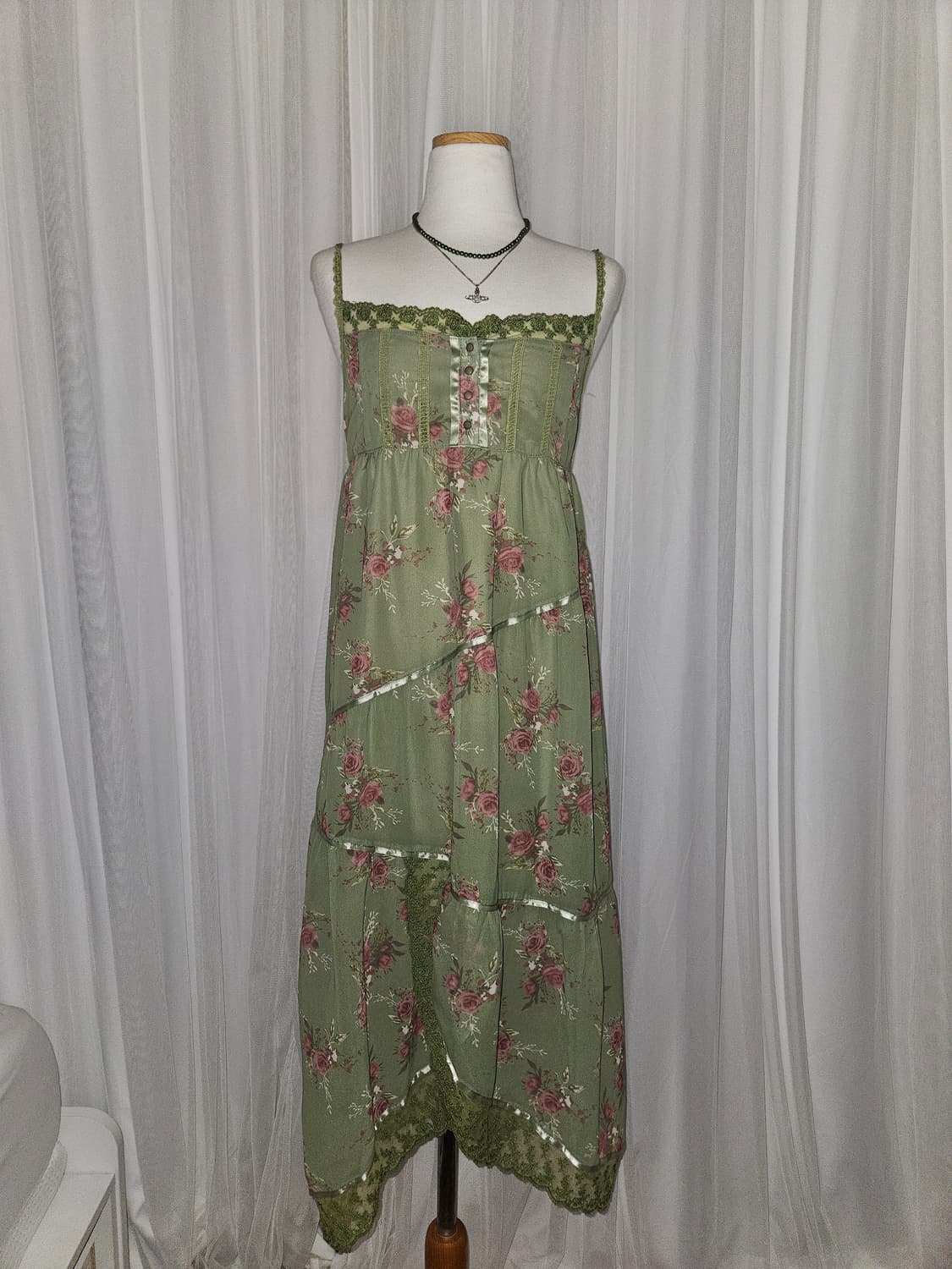 빈티지 로즈 그린가든 원피스 모리걸 히메갸루 페어리 그런지 니혼진 상품이미지1