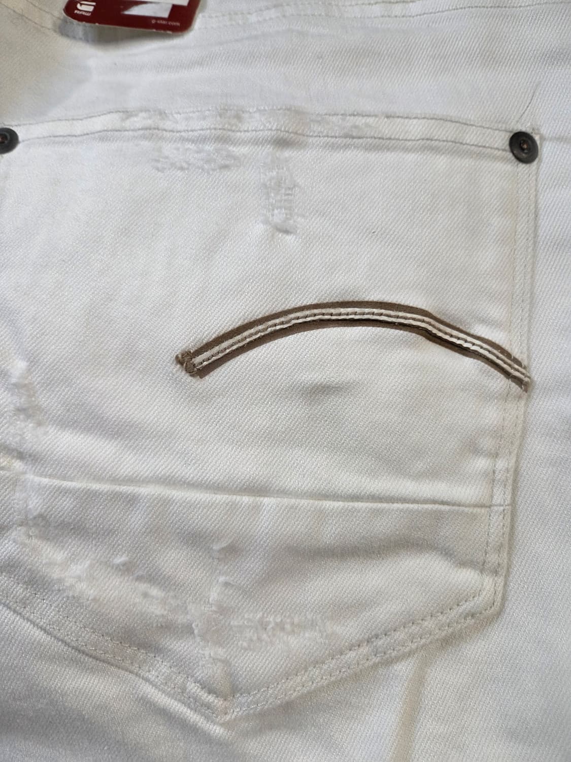 G-Star 화이트 데미지 청바지(W33/L32)남여공용 상품이미지8