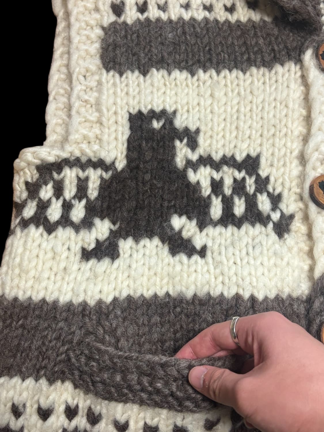 캐나다 빈티지 코위찬 헤비 울 니트 가디건 상품이미지8