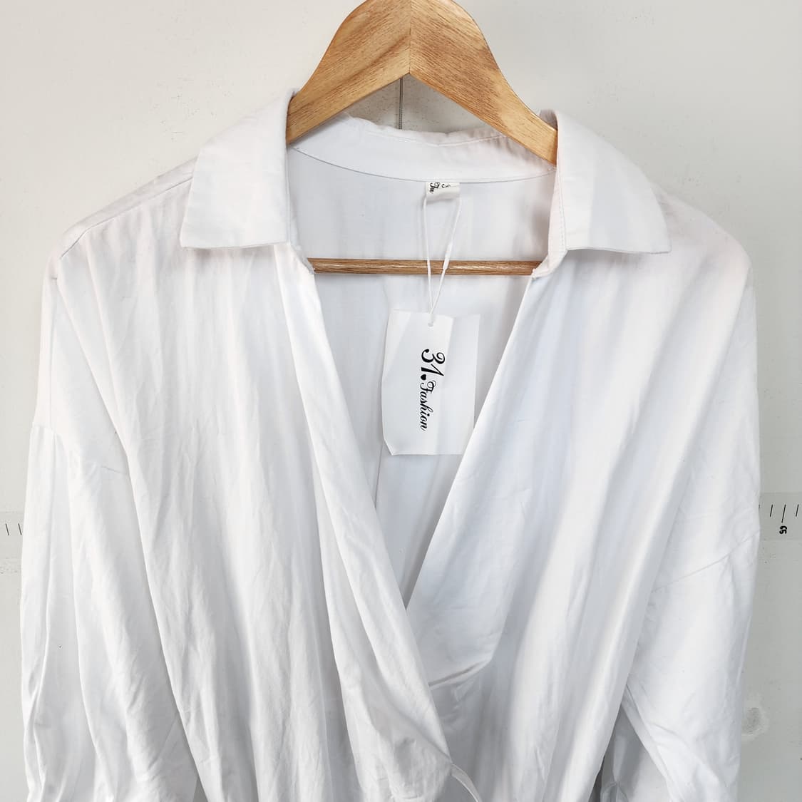 31. 패션 랩 스타일 화이트 셔츠 원피스 상품이미지2