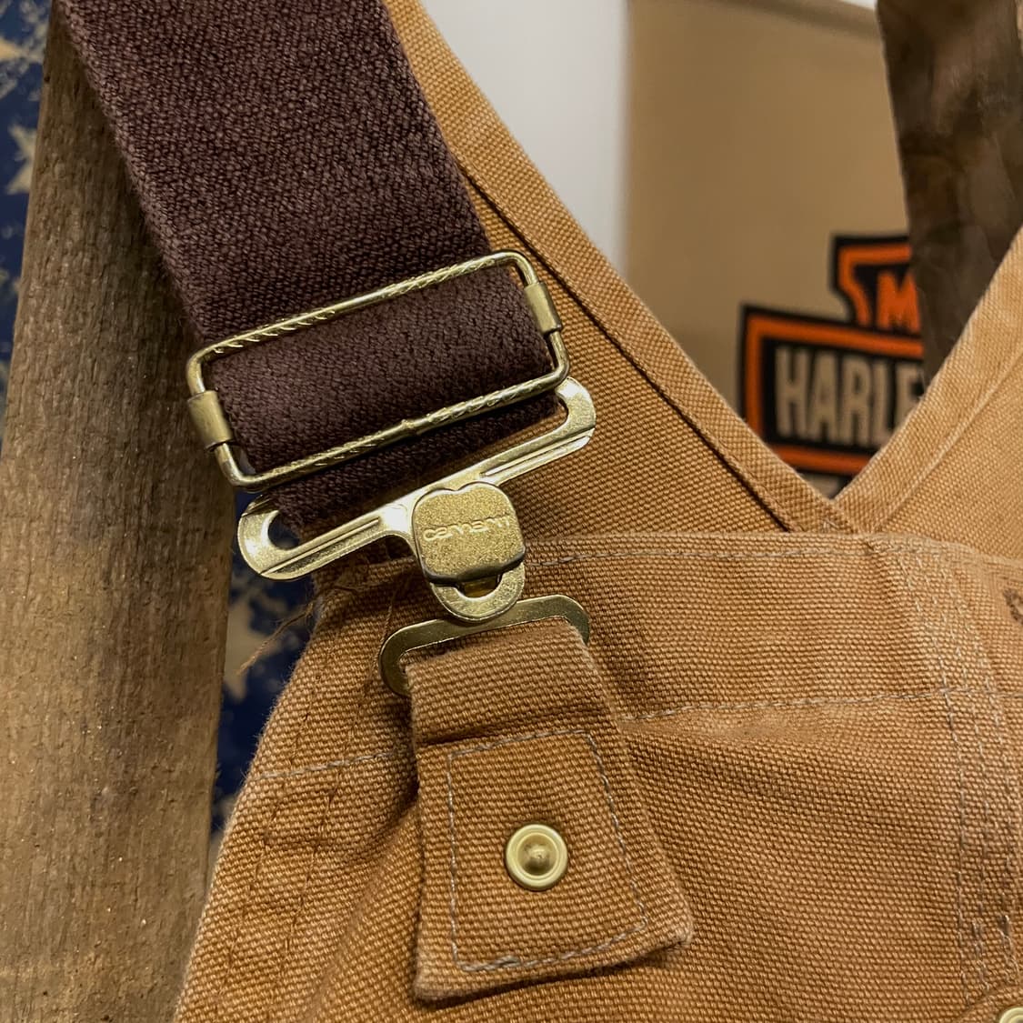 90s 칼하트 오리지널 워크 웨어 더블니 오버롤 데님 멜빵 상품이미지4