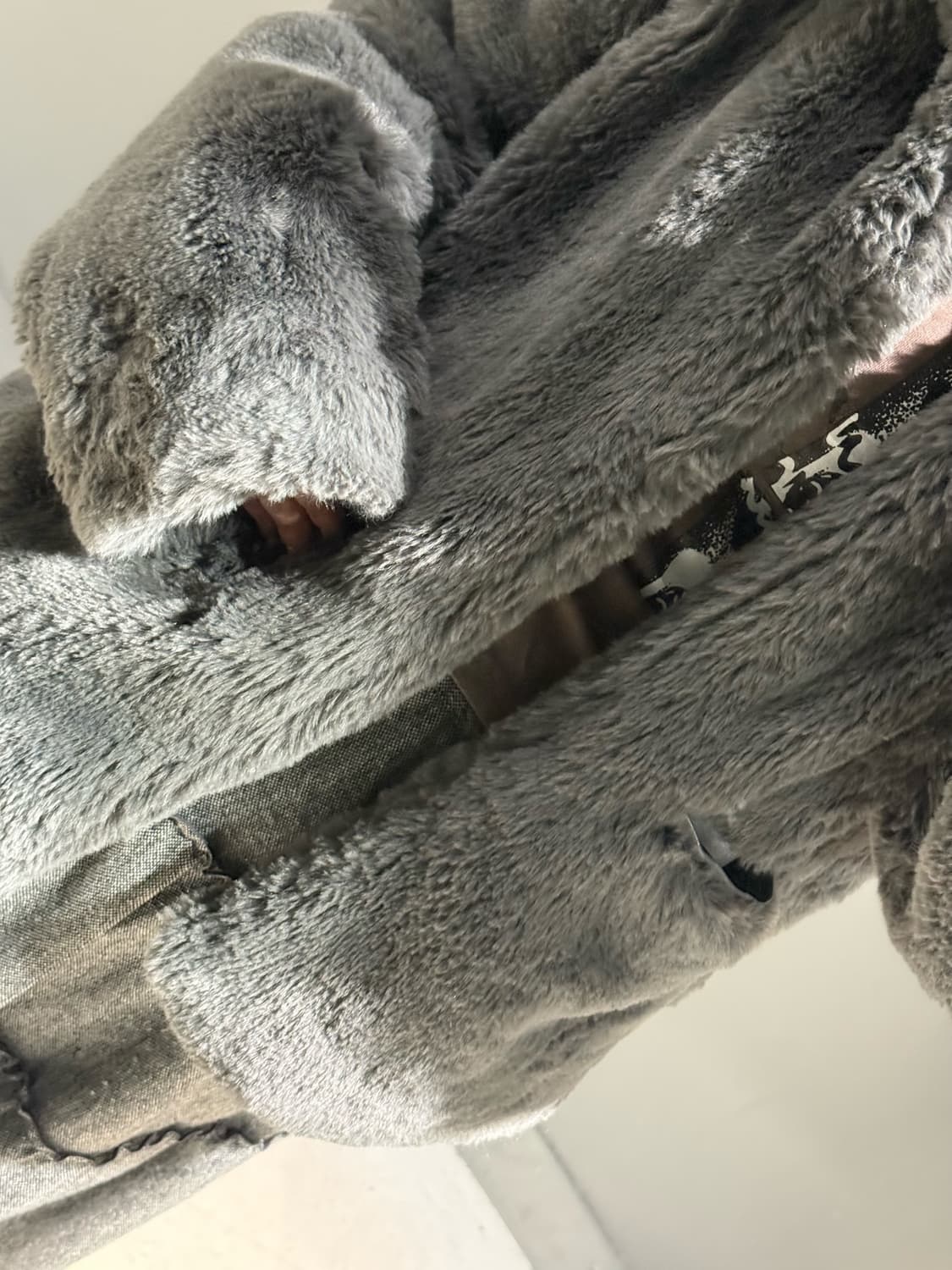 grayish blue pocket eco fur jk 상품이미지4