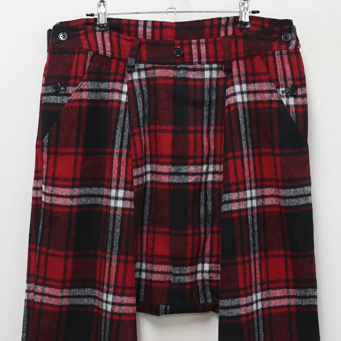 LUCY 레드 체크 유니크 울 혼방 배기 팬츠 61335 상품이미지3