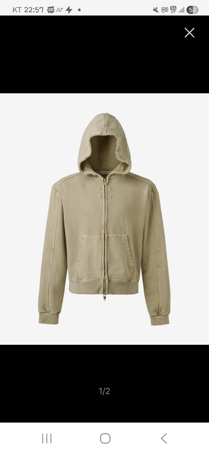 어나더유스 오버다이드 크롭 후드집업 베이지 상품이미지1