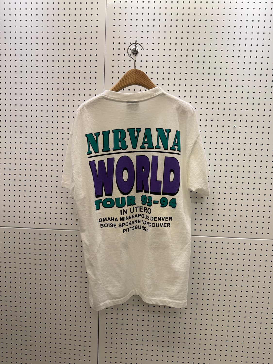 빈티지 너바나 밴드 1993 월드투어 반팔 티셔츠 U1705 상품이미지3