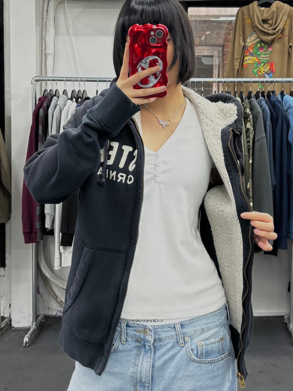 홀리스터 Y2K 네이비 후드집업 상품이미지4