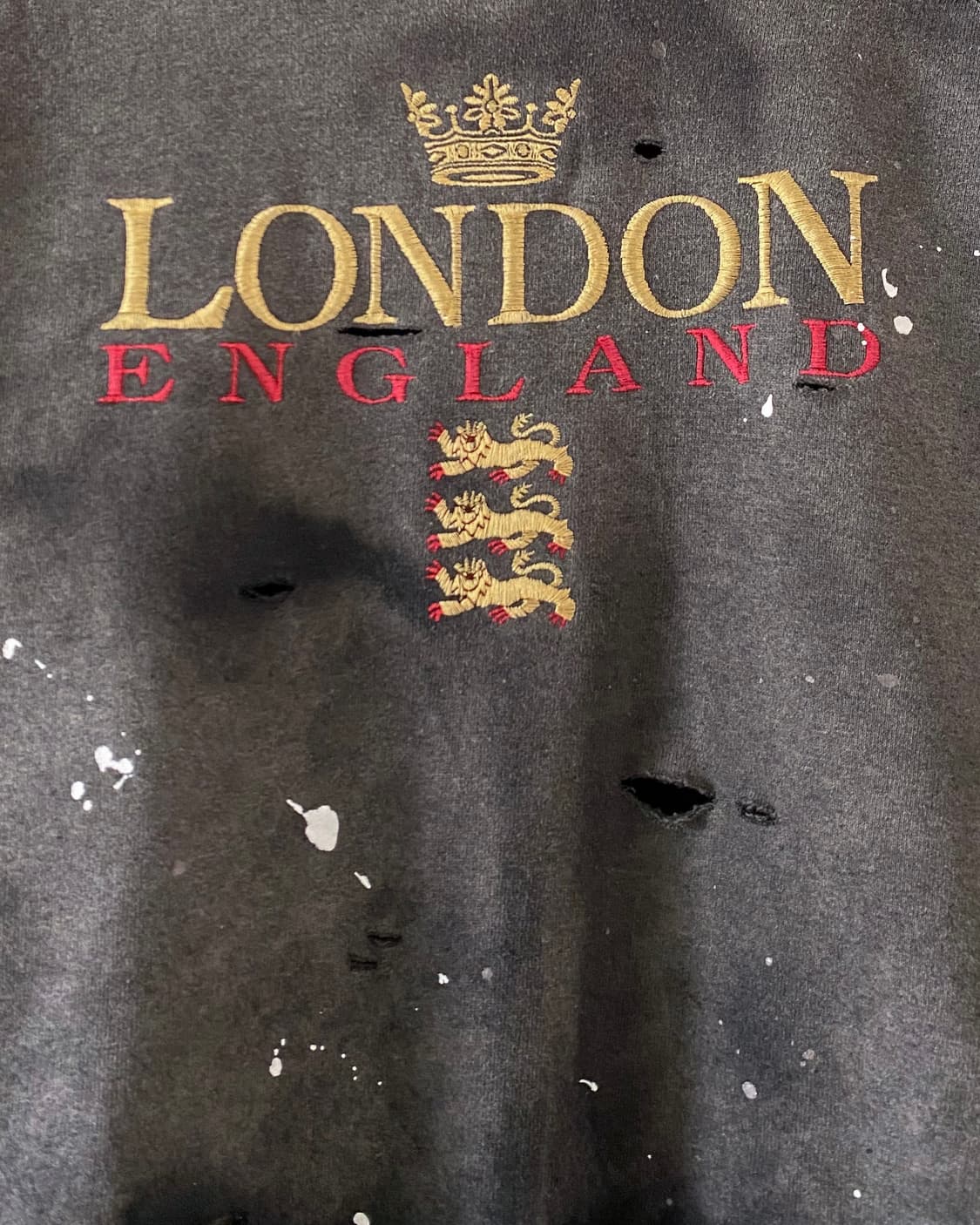 90s 빈티지 LONDON 디스트로이드 페인팅 맨투맨 상품이미지6