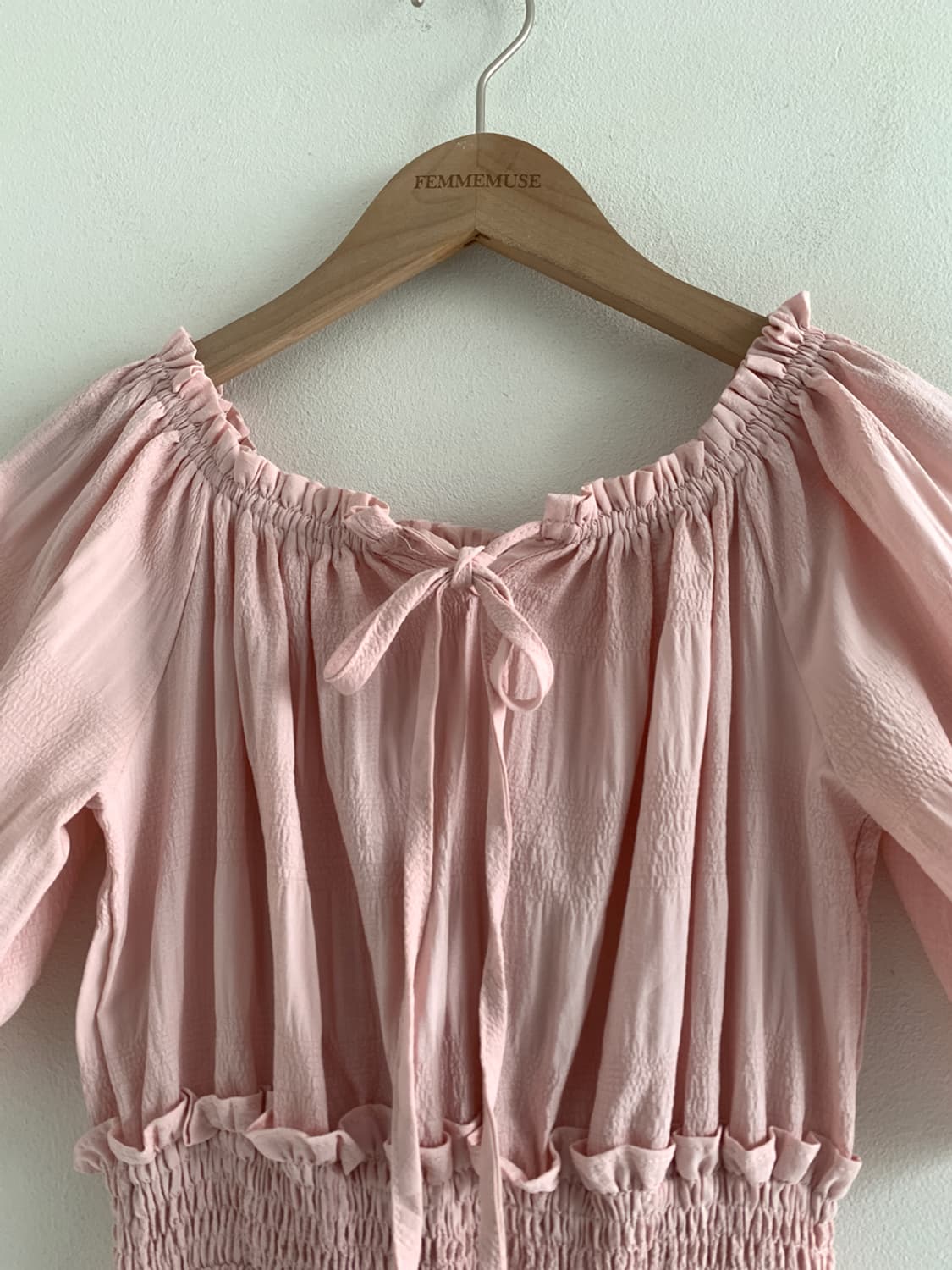 Ribbon frill smocked dress 상품이미지3