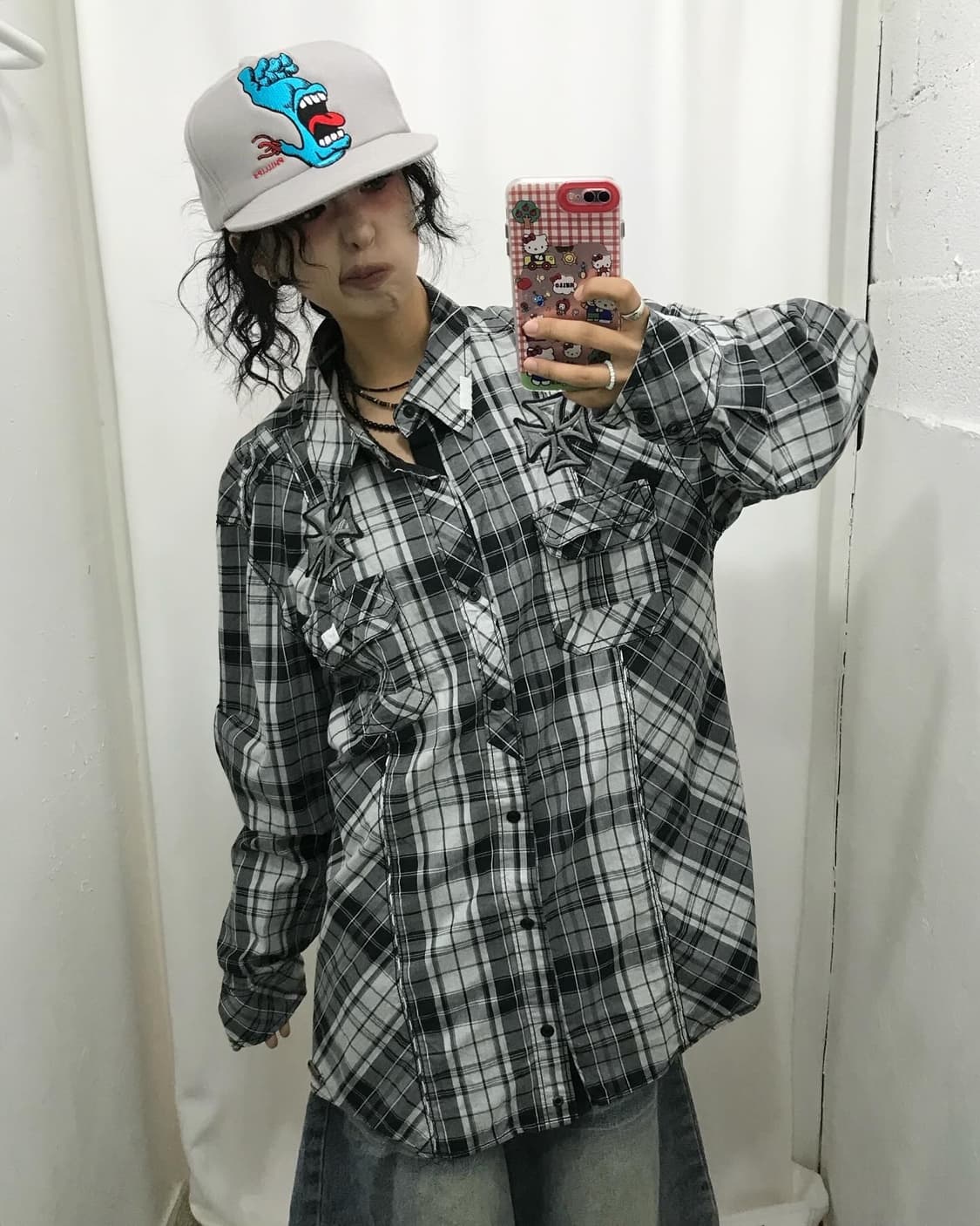 Check Pattern Embroidery Shirt 상품이미지6