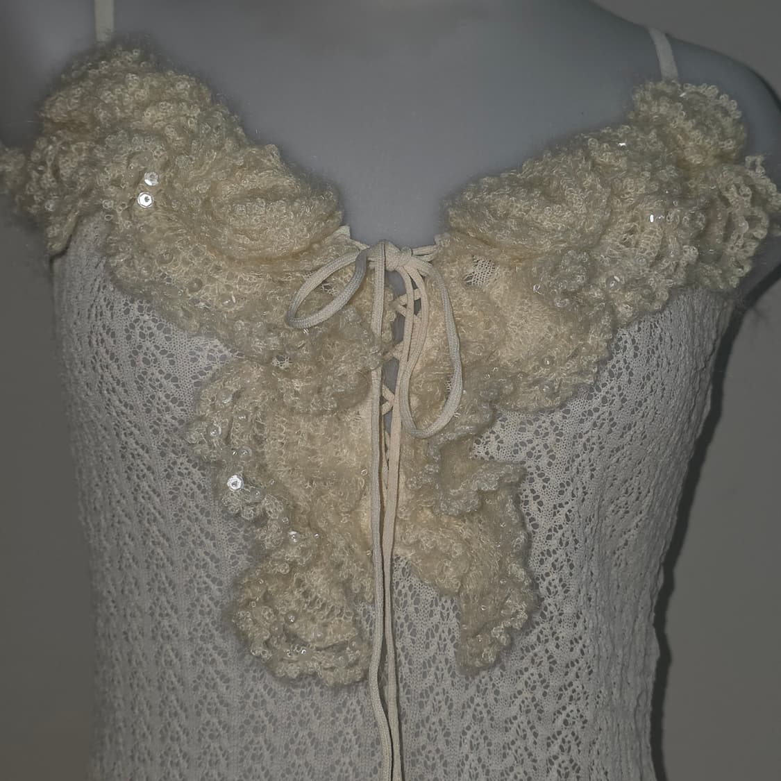 일본빈티지)페어리계 히메모리갸루 폼폼이 코르셋시스루 니트 슬리브리스 상품이미지2