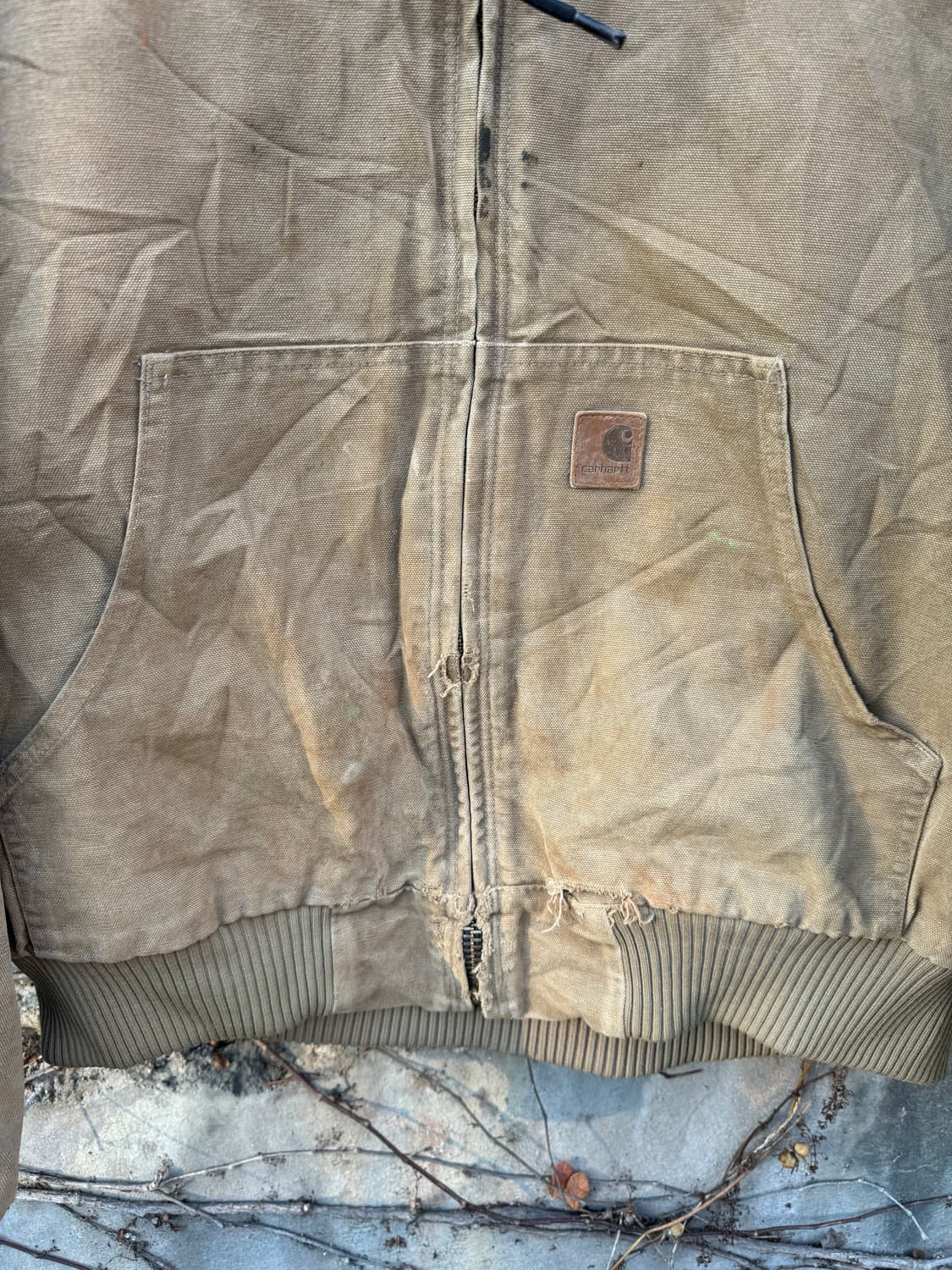 칼하트 빈티지 j130 frb 덕 액티브 캔버스 후드 워크 자켓 상품이미지5