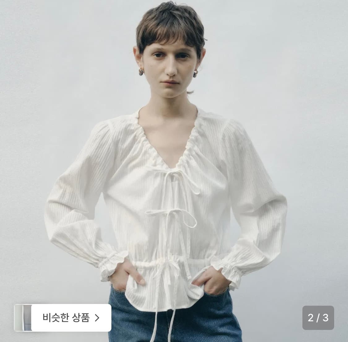 쎄미 THREE RIBBON BLOUSE(IV) 상품이미지2