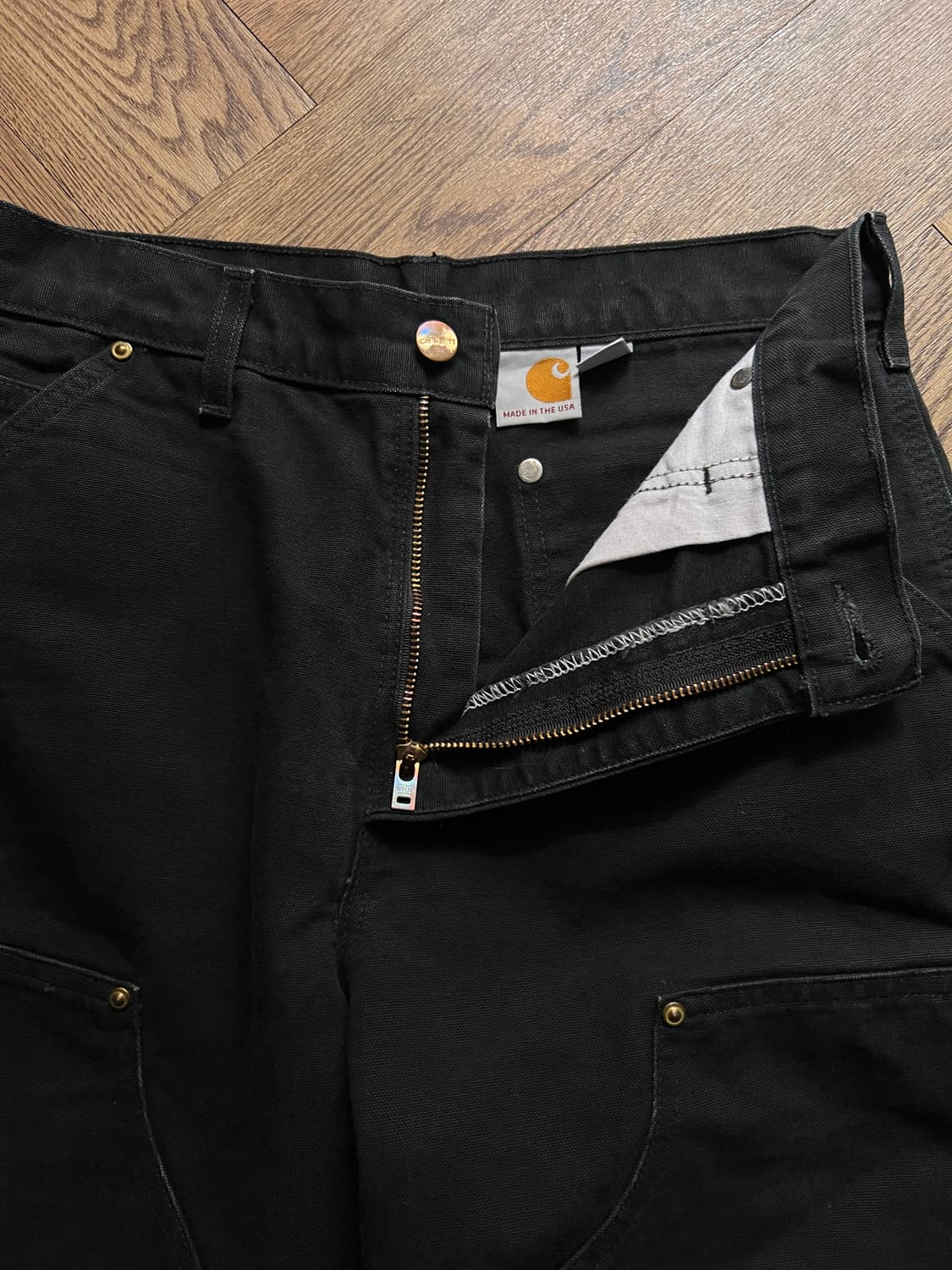 [30]칼하트 Made in USA 블랙 더블니 워크 팬츠 상품이미지3