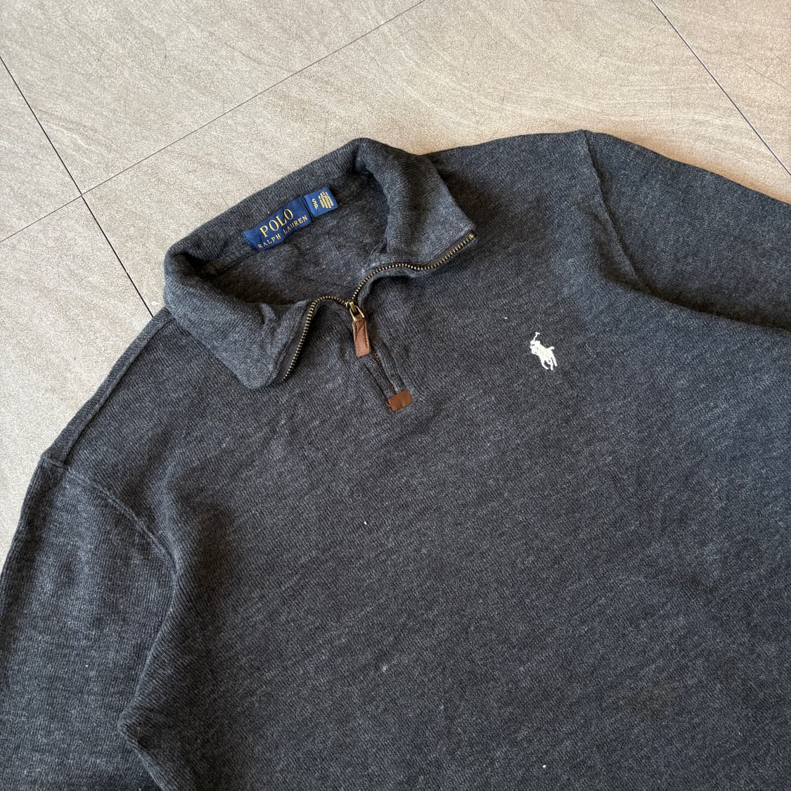 폴로 정품 그레이 반집업 니트 상품이미지2