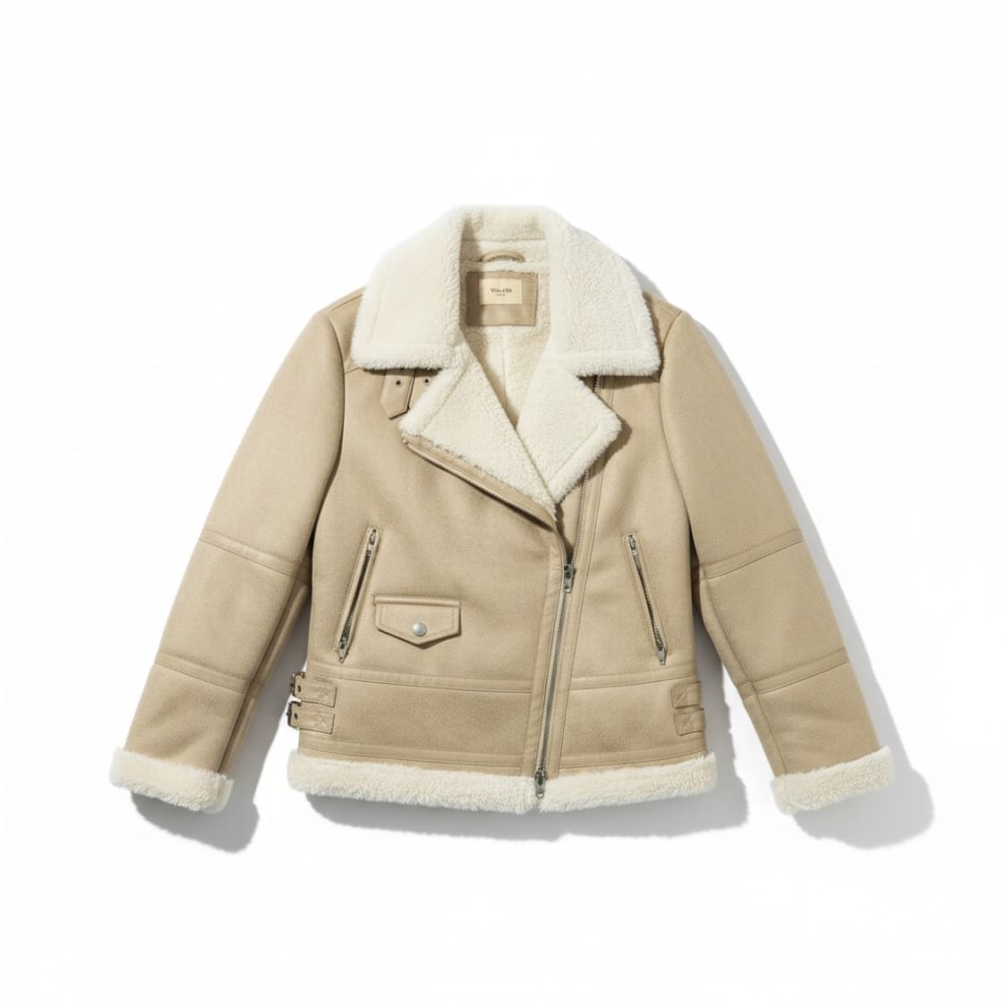 VANAKE 무스탕 라이더 자켓 베이지 상품이미지1
