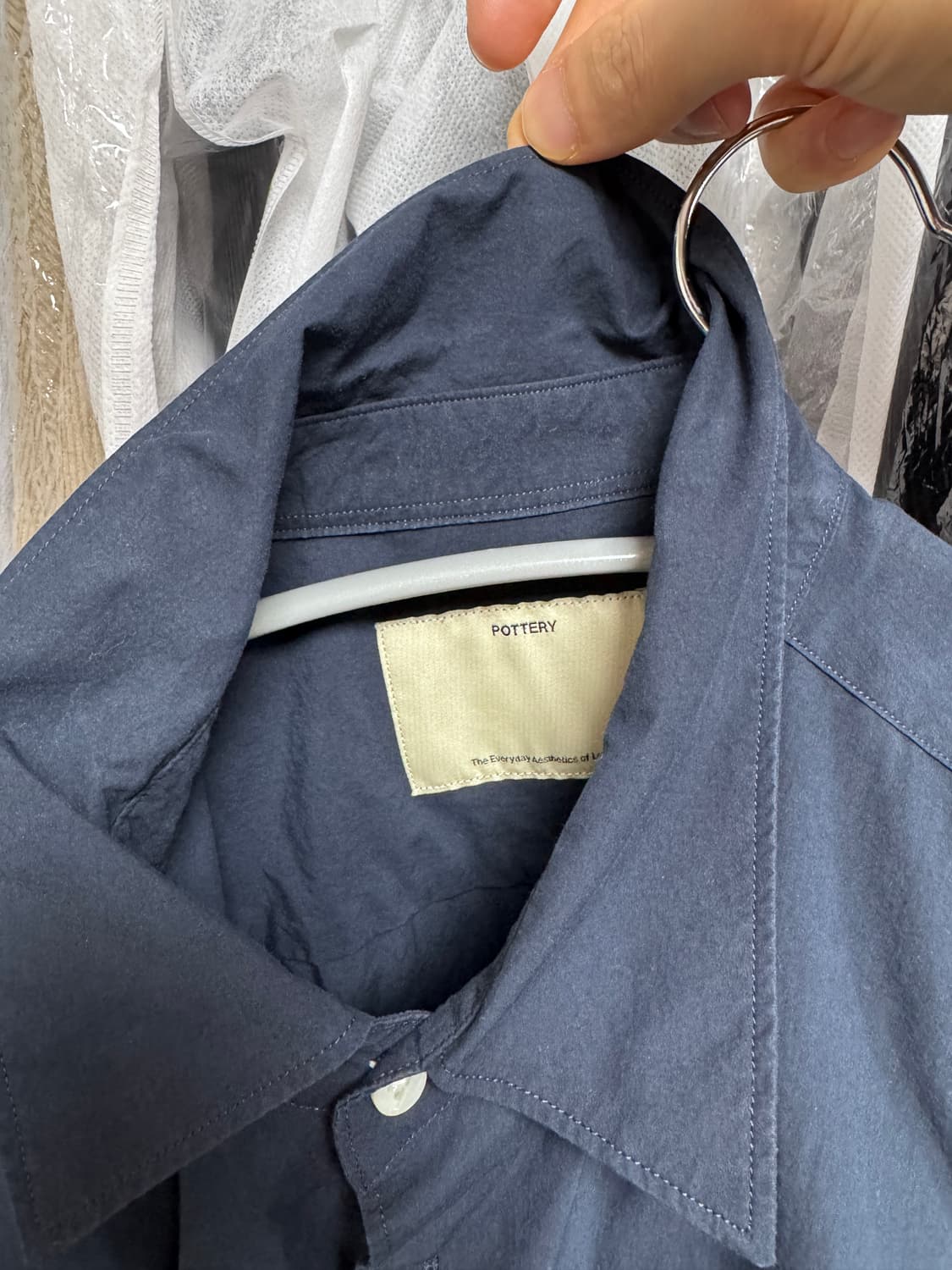 포터리 반팔 컴포트 셔츠 다크네이비 2 상품이미지3