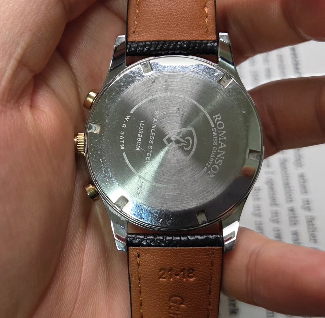 빈티지 로만손 로만투기저 콤비 쿼츠 캘린더 드레스워치 남성용 상품이미지4